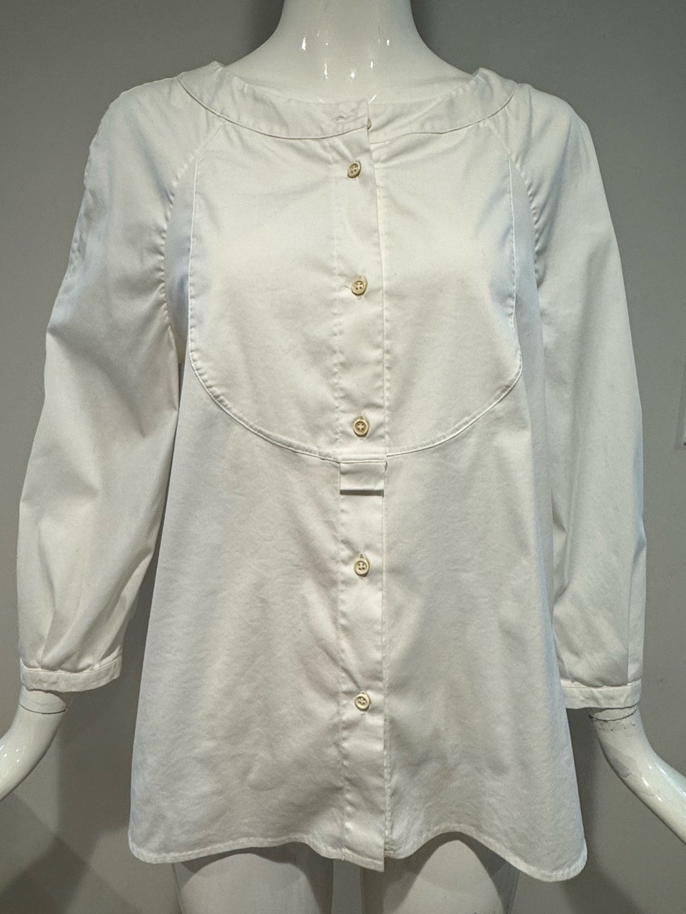 Piazza Sempione Italy White Cotton Blend Designer Blouse IT 46 L XL